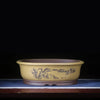 16.9 inch (43cm) Large Oval Unglazed Bonsai Pots w Landscape Art Yellow Color