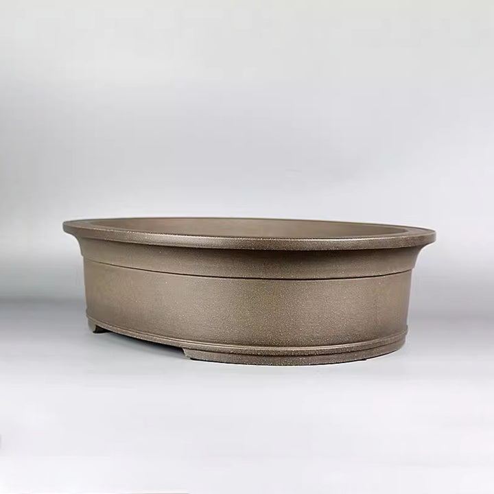16.9 inch (43cm) Large Oval Unglazed Premium Classic Yixing Ceramic Bonsai Pot Corner View