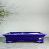 16.9 inch (43cm) Large Rectangular Glazed Shallow Traditional Bonsai Pots Blue Color