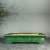 16.9 inch (43cm) Large Rectangular Glazed Shallow Traditional Bonsai Pots Green Color