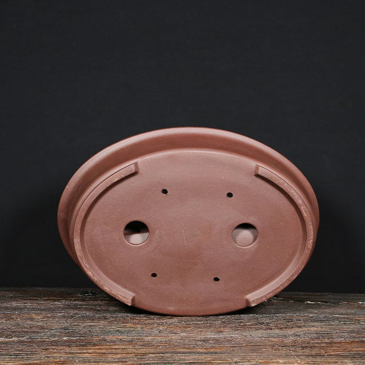 16.9 inch (43cm) Large Traditional Oval Unglazed Bonsai Pot Bottom View