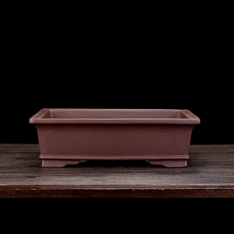 17.1 inch (43.6cm) Large Traditional Unglazed Yixing Clay Rectangular Bonsai Pot