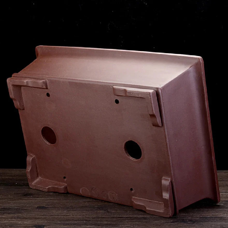 17.1 inch (43.6cm) Large Traditional Unglazed Yixing Clay Rectangular Bonsai Pot Bottom View