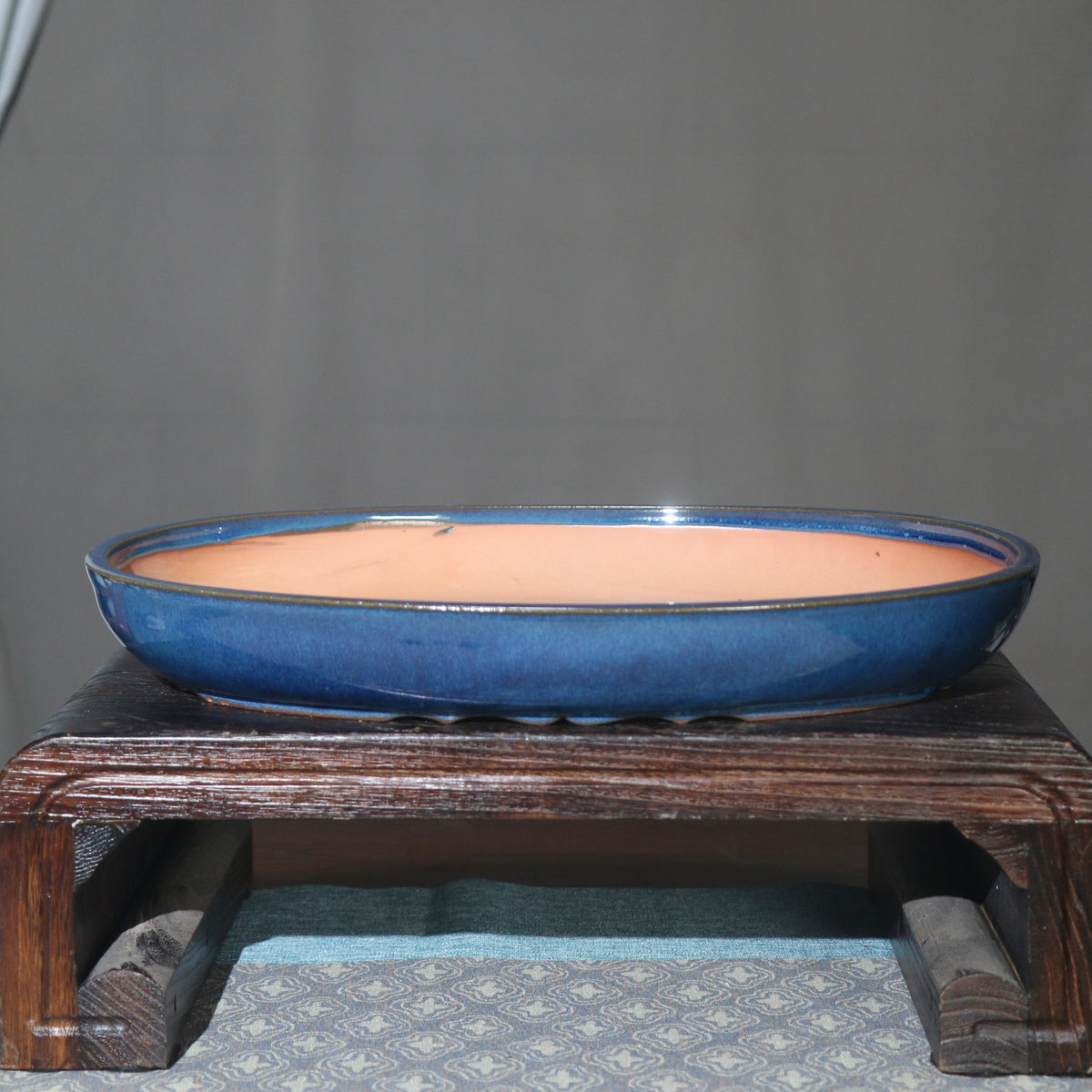 17.3" (44cm) Large Glazed Oval Traditional Handmade Bonsai Forest Pot