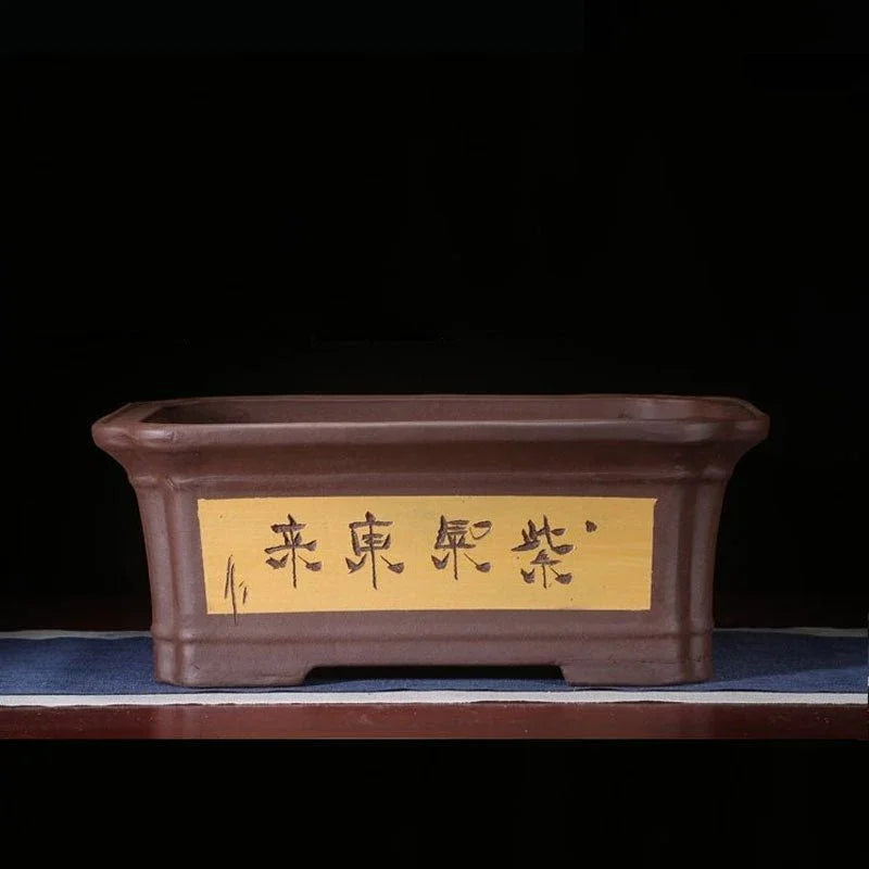 17.3" (44cm) Large Traditional Yixing Clay Handmade Deep Bonsai Pots Yellow Color