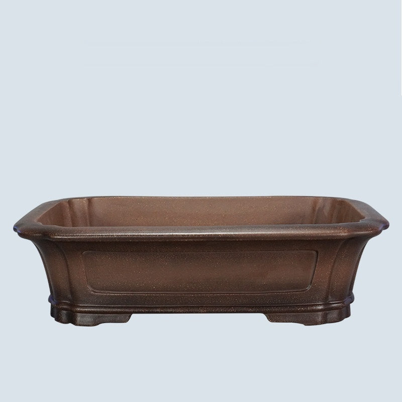 17.3 inch (44cm) Extra Large Rectangular Scalloped Cornered Unglazed Bonsai Pot