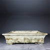 17.3 inch (44cm) Large Flared Rectangular Exclusive Multi-Tone Glazed Bonsai Pots White Color