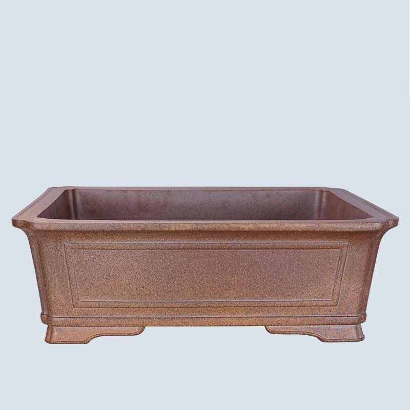 17.3 inch (44cm) Large Rectangle Firewood-Fired Unglazed Speckled Finish Bonsai Pot