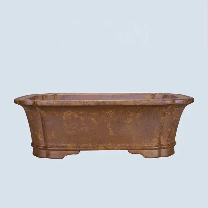 17.3 inch (44cm) Large Rectangle Speckled Finish Bonsai Pot w Scalloped Corners