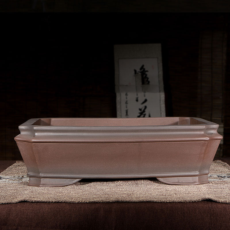 17.3 inch (44cm) Large Rectangular Corner-Cut Bonsai Pot in Subtle Tapered Form