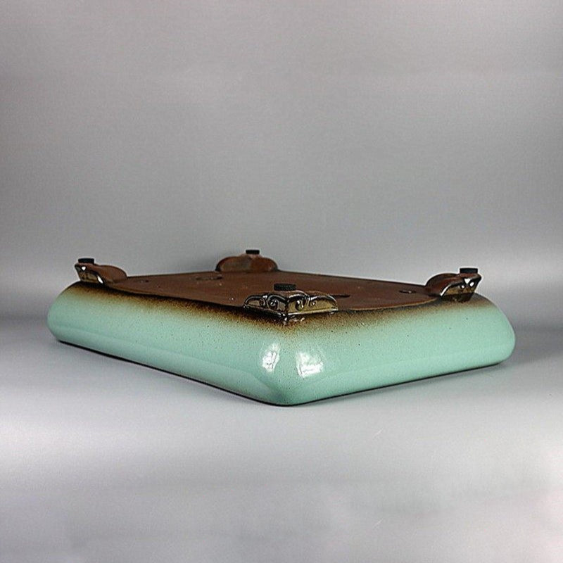 17.3 inch (44cm) Large Rectangular Green-Brown Dual Tone Shallow Bonsai Pot Upside Down View