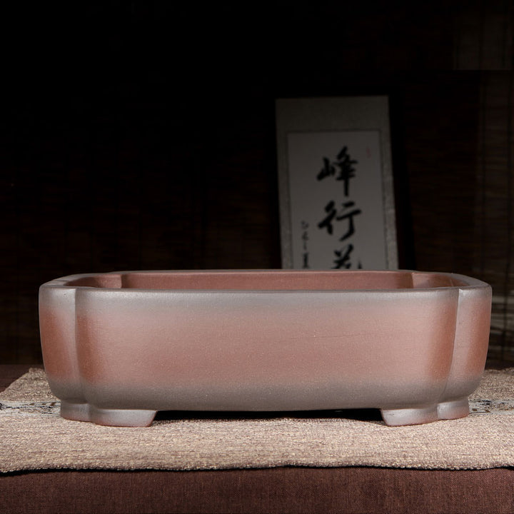 17.3 inch (44cm) Large Rectangular Scalloped-Cornered Unglazed Bonsai Pot