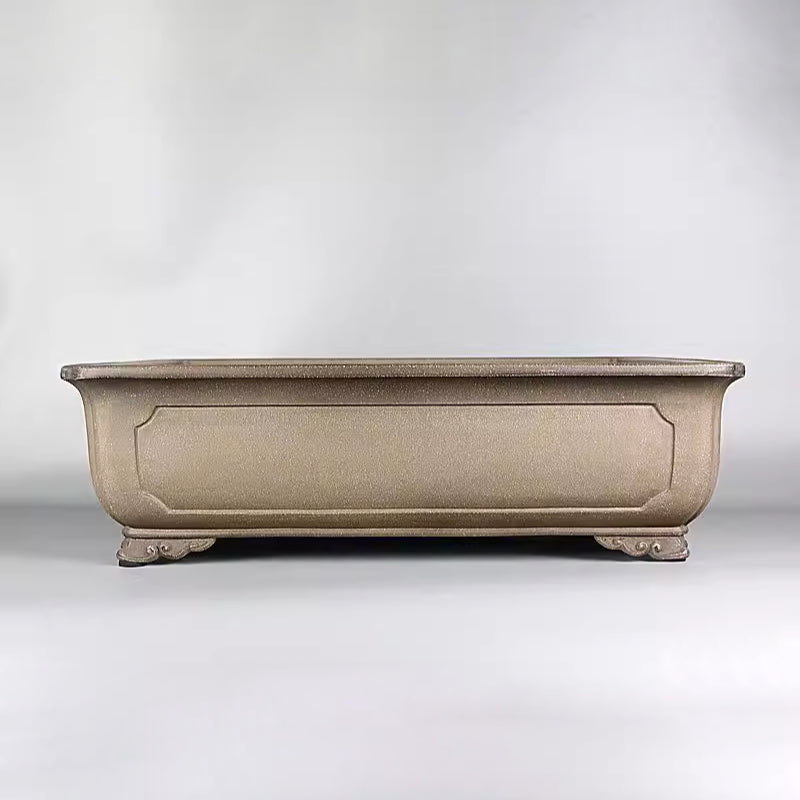 17.3 inch (44cm) Large Rectangular Traditional Unglazed Beige Bonsai Pot