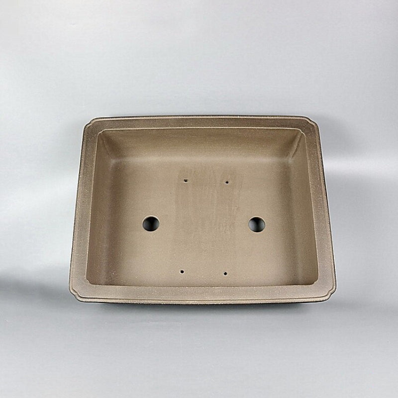 17.3 inch (44cm) Large Rectangular Traditional Unglazed Beige Bonsai Pot Inner View