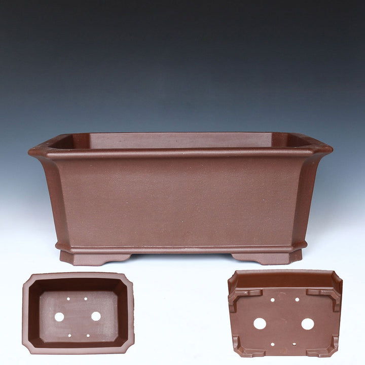 17.5 inch (44.5cm) Large Corner-Cut Rectangular Traditional Unglazed Deep Bonsai Pot