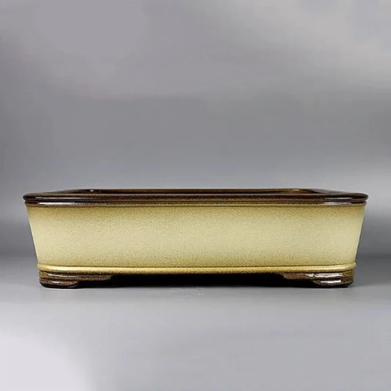 17.5 inch (44.5cm) Large Glazed Rectangular Yixing Clay Bonsai Pot