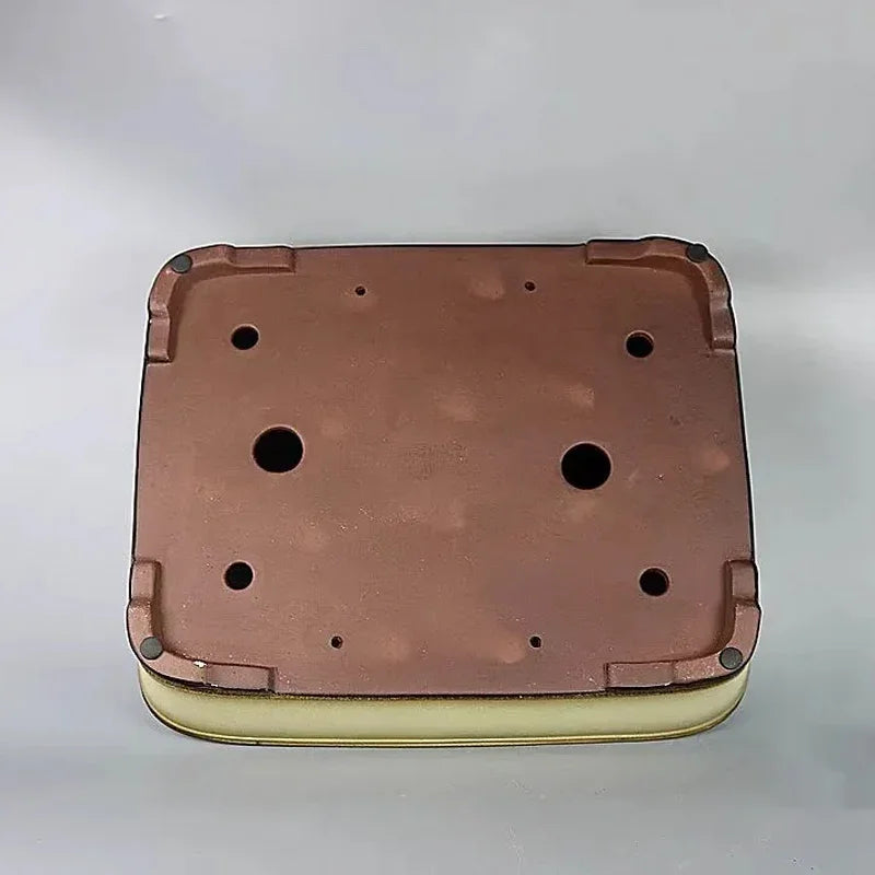 17.5 inch (44.5cm) Large Glazed Rectangular Yixing Clay Bonsai Pot Bottom View