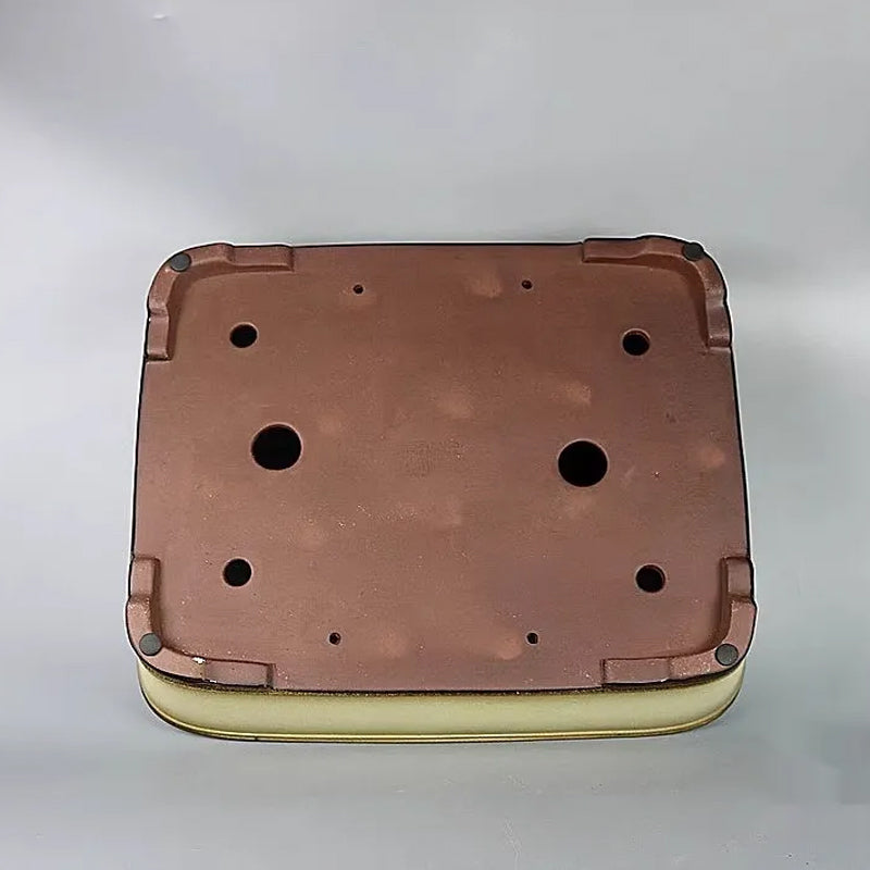 17.5 inch (44.5cm) Large Glazed Rectangular Yixing Clay Bonsai Pot Bottom View