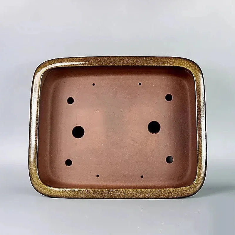 17.5 inch (44.5cm) Large Glazed Rectangular Yixing Clay Bonsai Pot Inner View