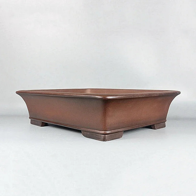 17.5 inch (44.5cm) Large Rectangular Classic Flared Wall Bonsai Pot Corner View