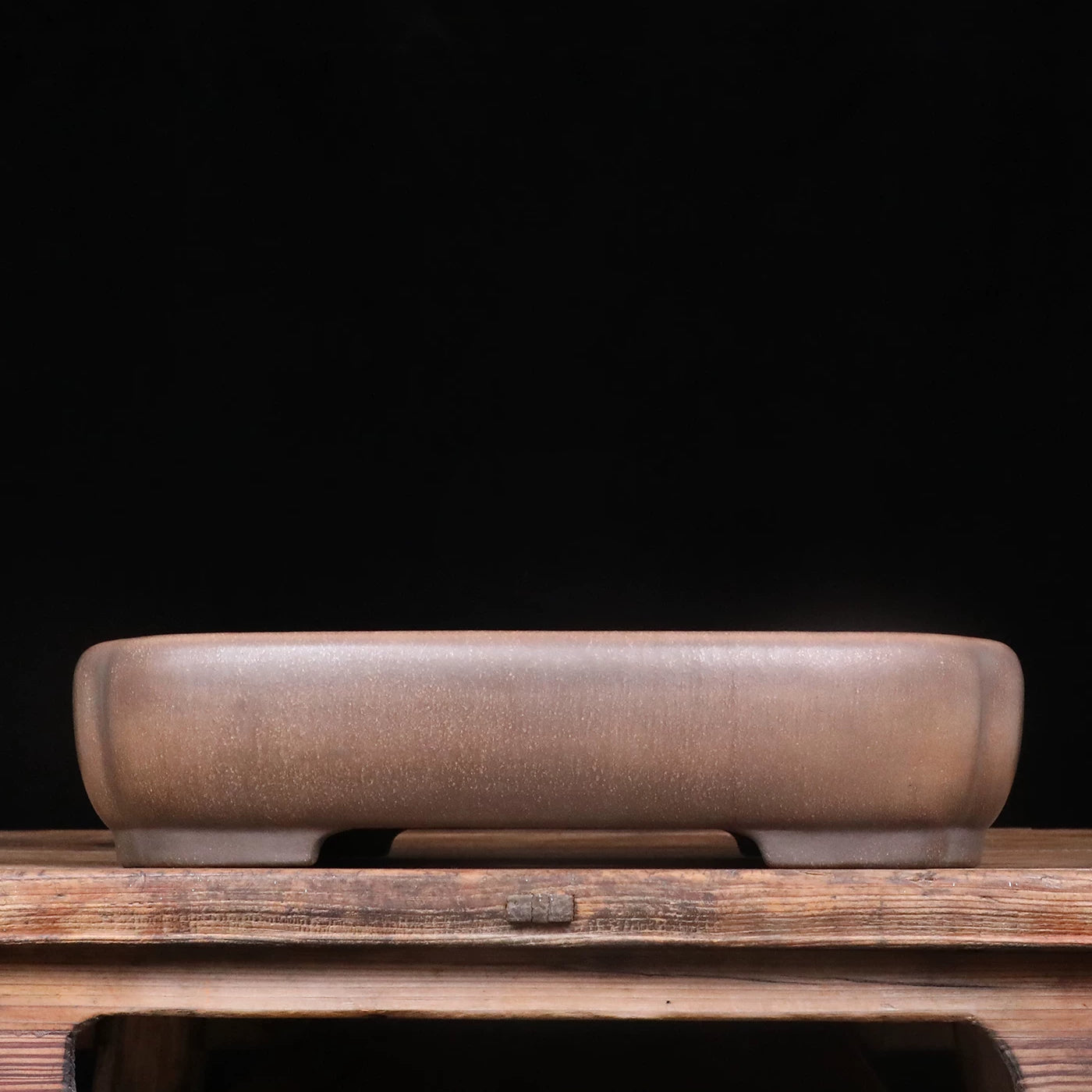 17.6 inch (44.8cm) Large Indented Corner Rectangular Traditional Unglazed Bonsai Pot
