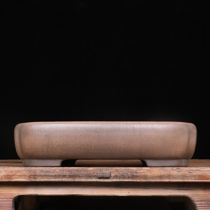 17.6 inch (44.8cm) Large Indented Corner Rectangular Traditional Unglazed Bonsai Pot