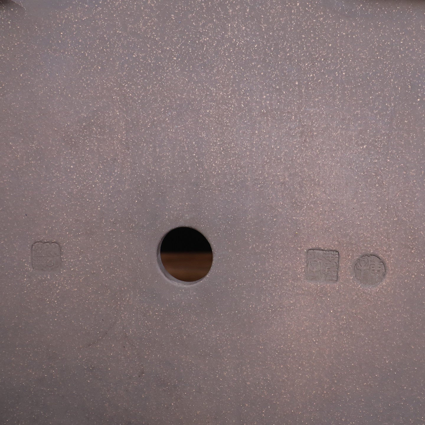 17.6 inch (44.8cm) Large Indented Corner Rectangular Traditional Unglazed Bonsai Pot Bottom Close Shot