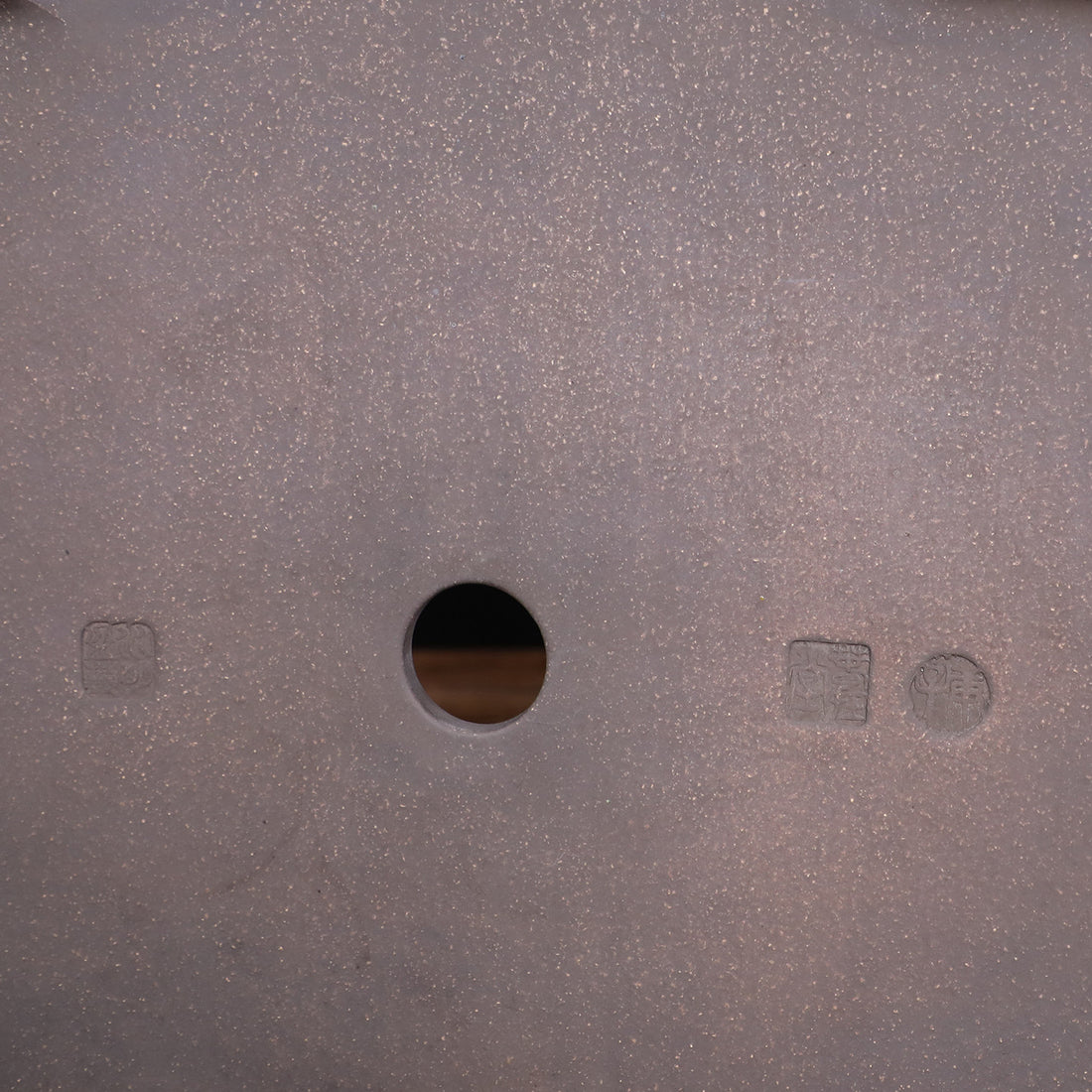 17.6 inch (44.8cm) Large Indented Corner Rectangular Traditional Unglazed Bonsai Pot Bottom Close Shot