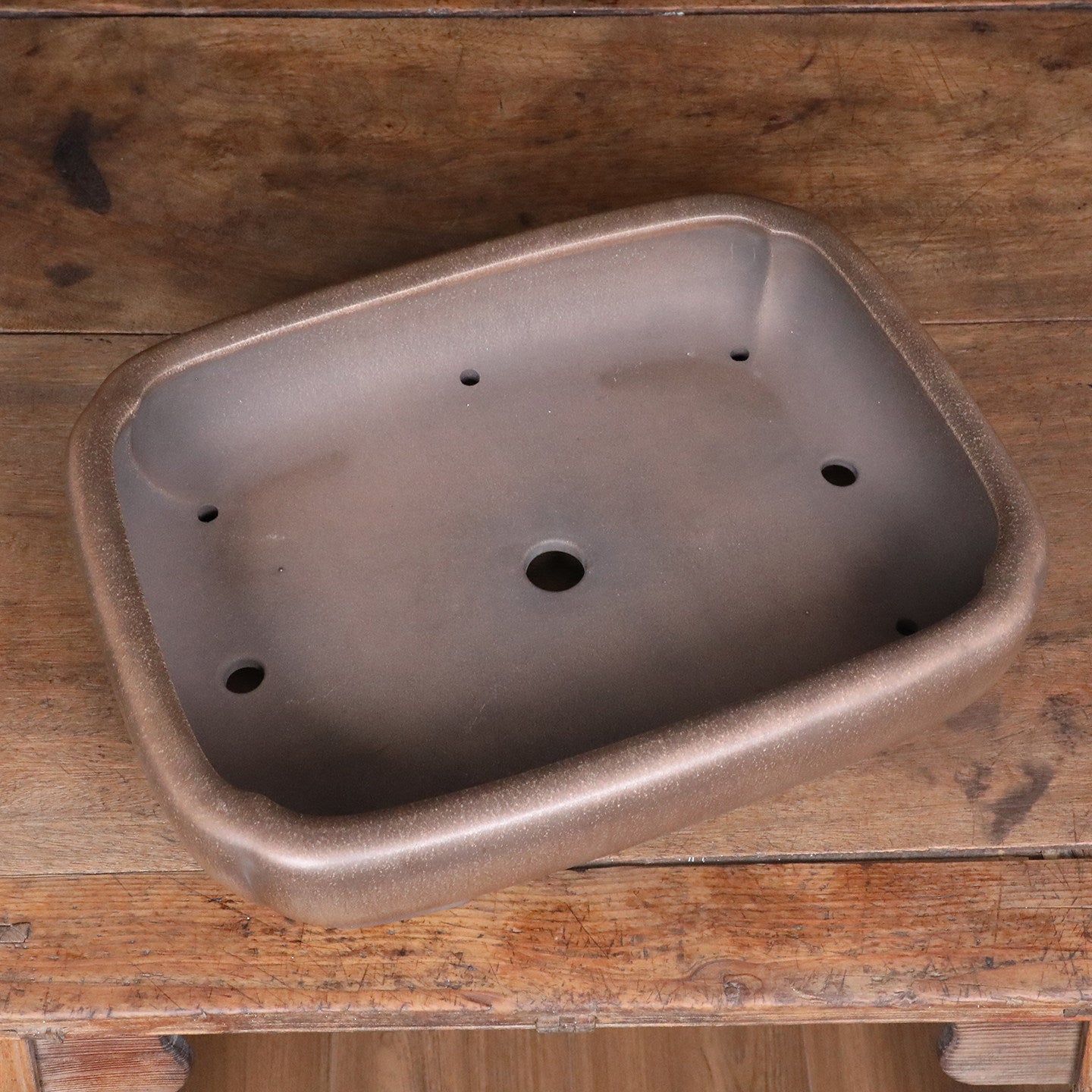 17.6 inch (44.8cm) Large Indented Corner Rectangular Traditional Unglazed Bonsai Pot Inner View