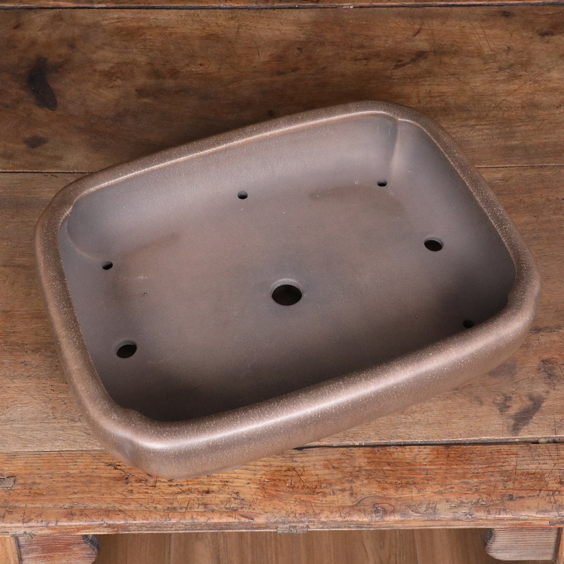 17.6 inch (44.8cm) Large Indented Corner Rectangular Traditional Unglazed Bonsai Pot Inner View