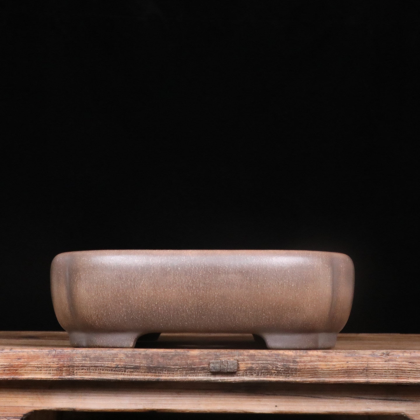 17.6 inch (44.8cm) Large Indented Corner Rectangular Traditional Unglazed Bonsai Pot Side View