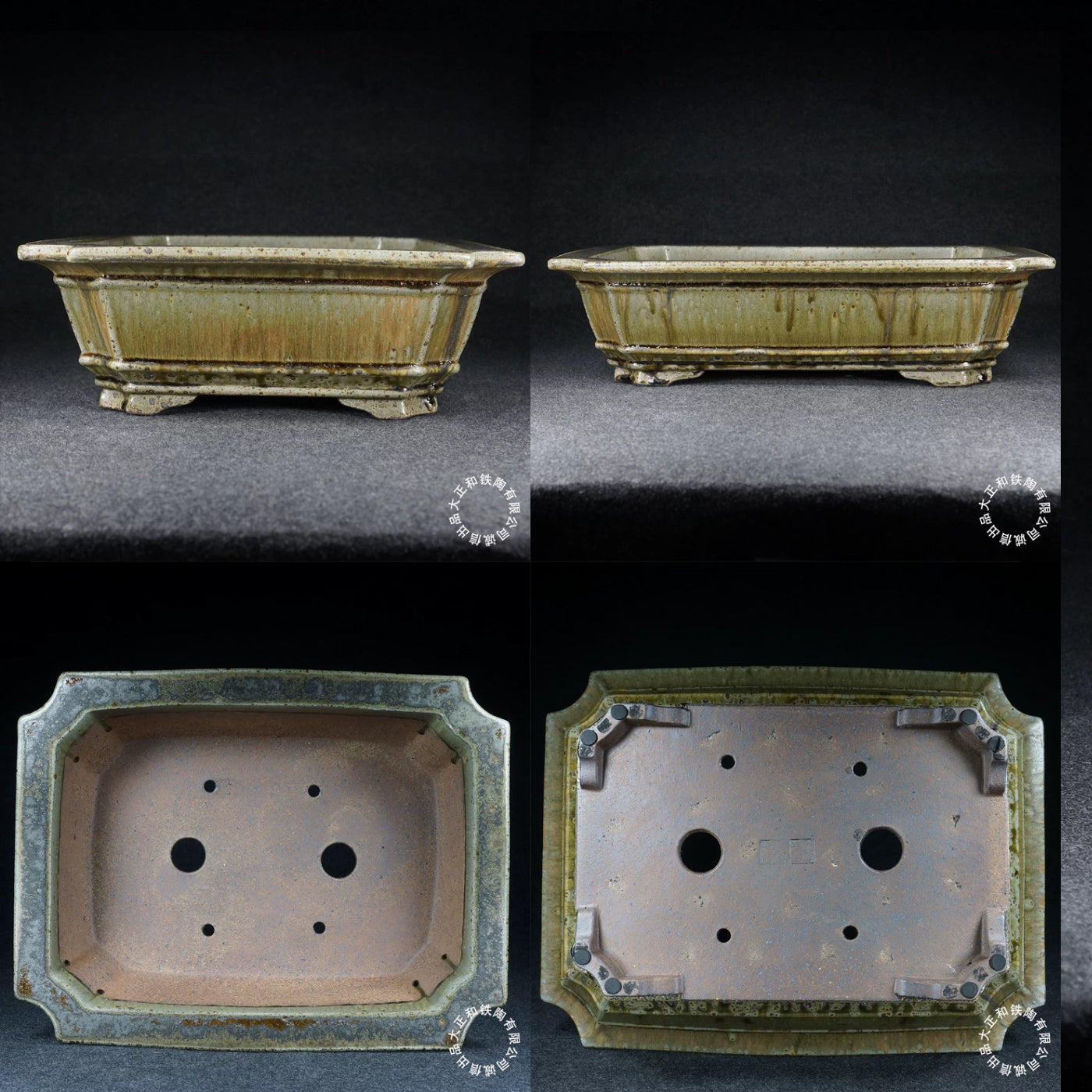 17.6 inch (44.8cm) Large Rectangular Yixing Dazhenghe Kiln High-Temp Glazed Bonsai Pot Multi Angle View