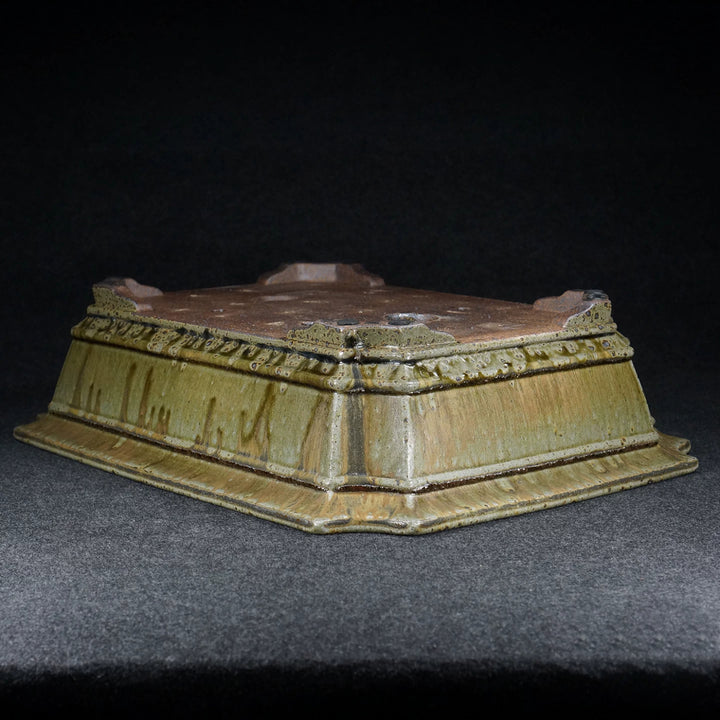 17.6 inch (44.8cm) Large Rectangular Yixing Dazhenghe Kiln High-Temp Glazed Bonsai Pot Upside Down View