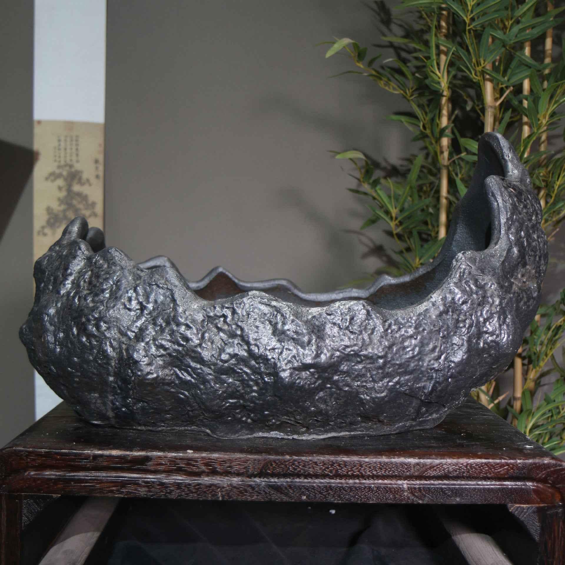 17.7" (45cm) Extra Large Handcrafted Crescent Bonsai Pot