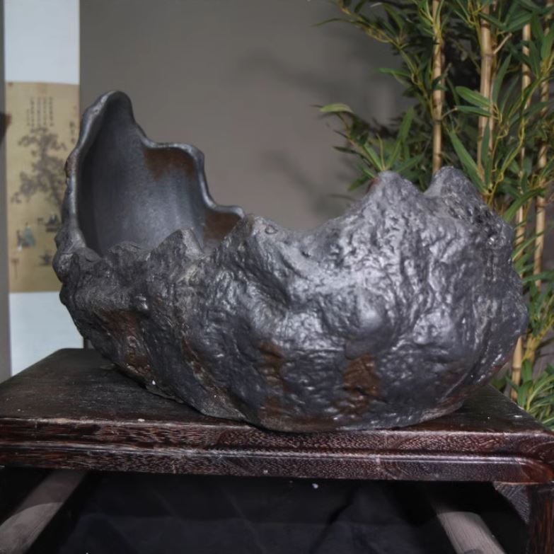 17.7" (45cm) Extra Large Handcrafted Crescent Bonsai Pot Corner View 2