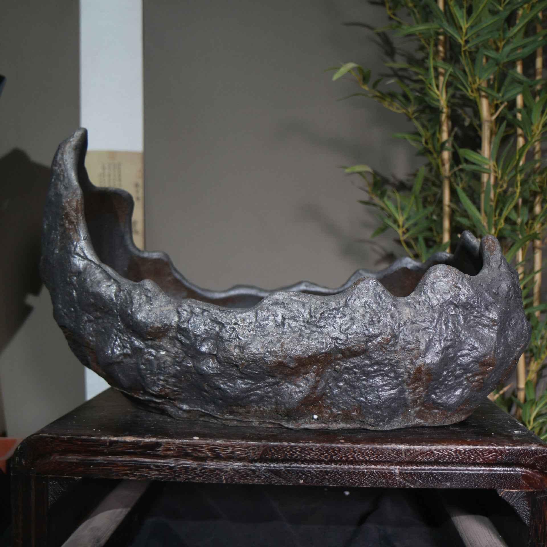 17.7" (45cm) Extra Large Handcrafted Crescent Bonsai Pot