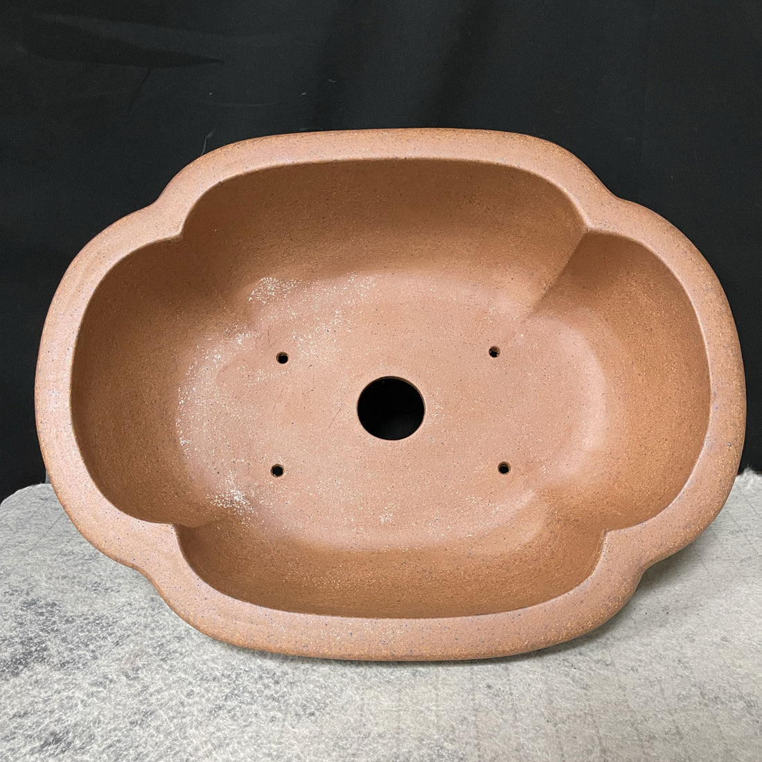 17.7 inch (45cm) Large Handmade Lotus-Shaped Bonsai Pot w Soft Curved Walls Inner View