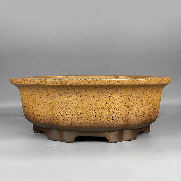 17.7 inch (45cm) Large Hexagonal Yellow-Brown Speckled Finish Deep Bonsai Pot