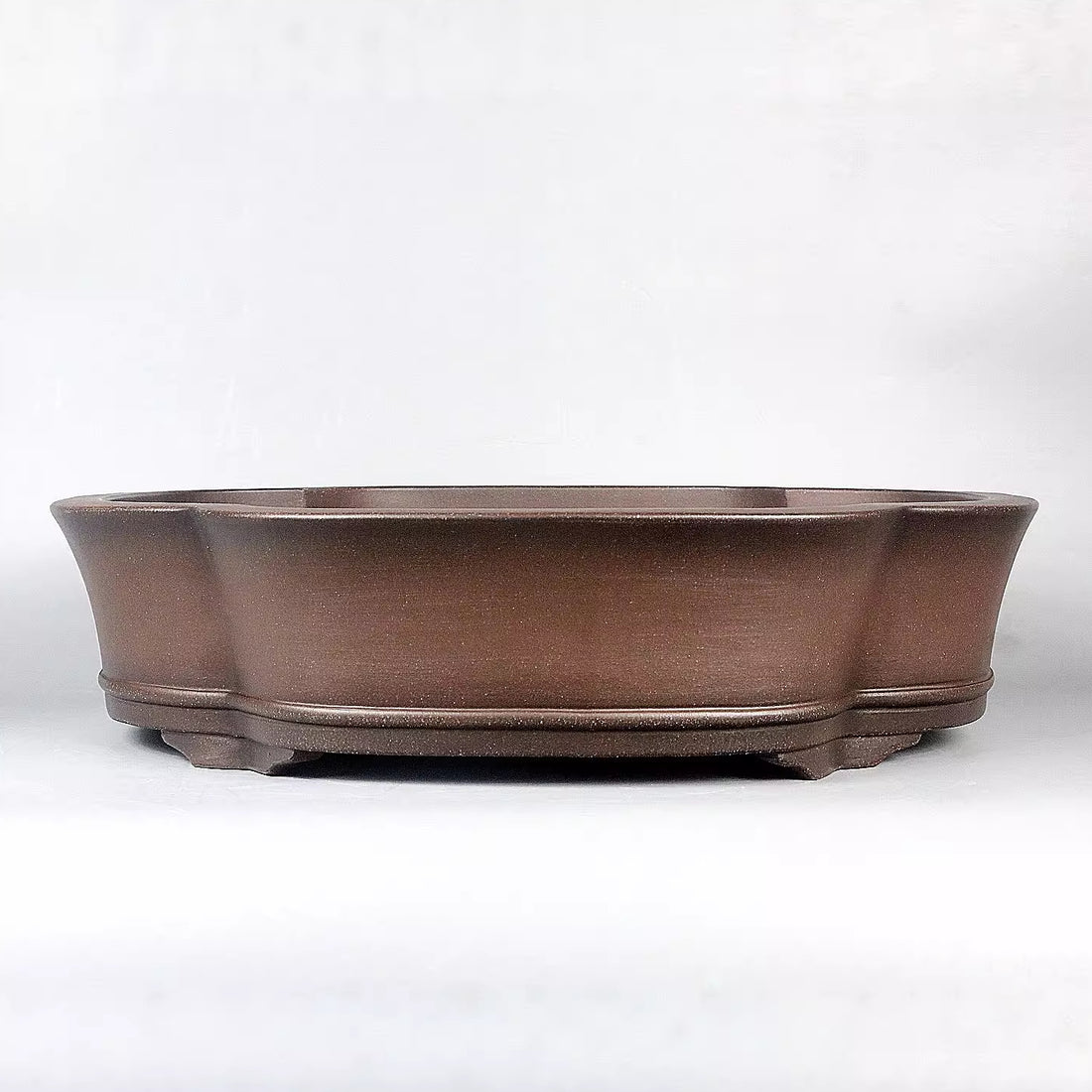 17.7 inch (45cm) Large Lotus-Shaped Unglazed Dark Brown Premium Bonsai Pot