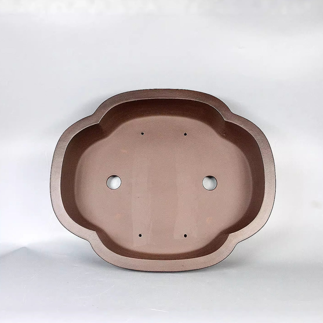 17.7 inch (45cm) Large Lotus-Shaped Unglazed Dark Brown Premium Bonsai Pot Inner View