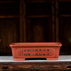 17.7 inch (45cm) Large Rectangular Bonsai Pots w Chinese Calligraphy Panels Brown Color