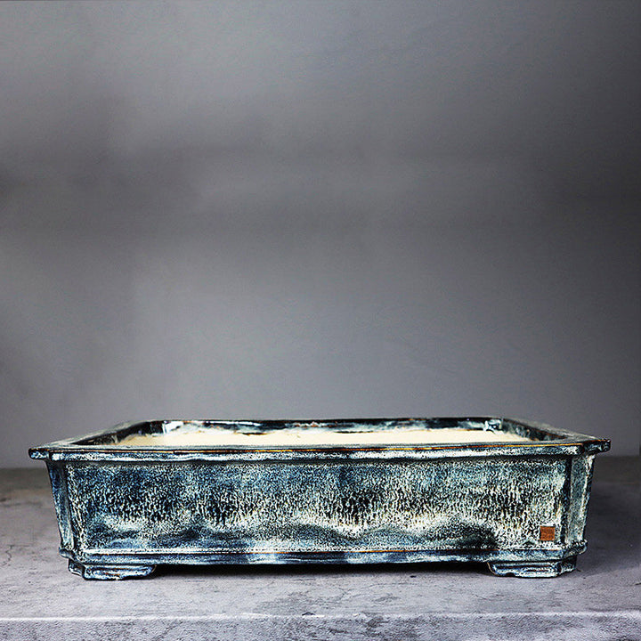 17.7 inch (45cm) Large Rectangular Exclusive Multi-Tone Glazed Bonsai Pots Blue Color
