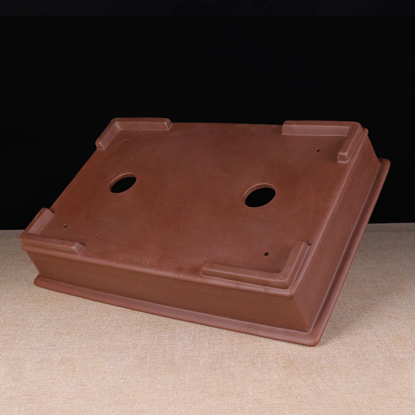 17.7 inch (45cm) Large Rectangular Traditional Unglazed Premium Bonsai Pot Bottom View