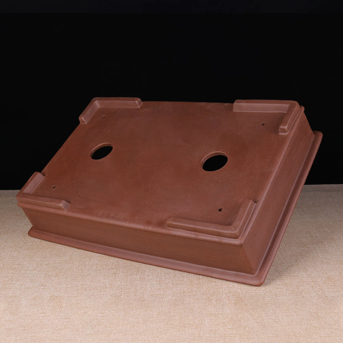 17.7 inch (45cm) Large Rectangular Traditional Unglazed Premium Bonsai Pot Bottom View