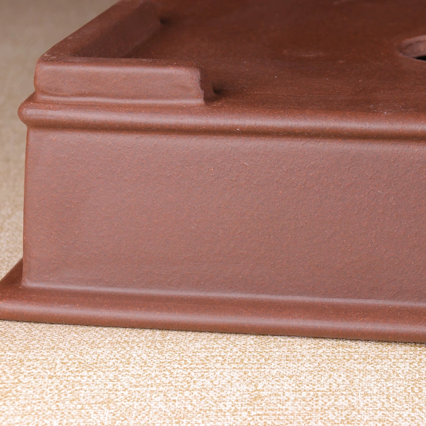 17.7 inch (45cm) Large Rectangular Traditional Unglazed Premium Bonsai Pot Close Shot