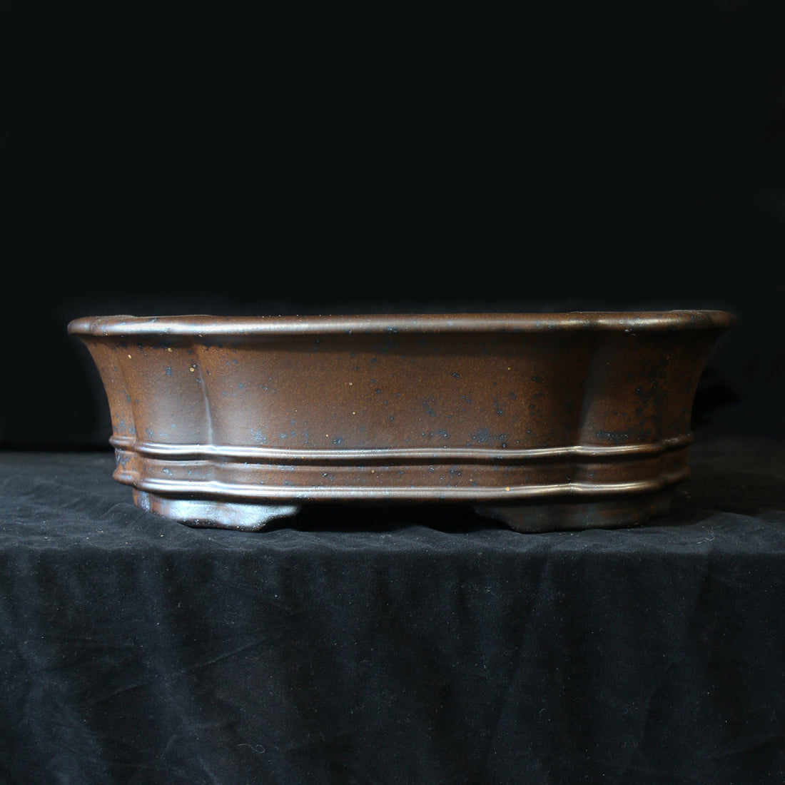 17.7 inch (45cm) Large Scalloped Corner Rectangular Wood-Fired Unglazed Bonsai Pot