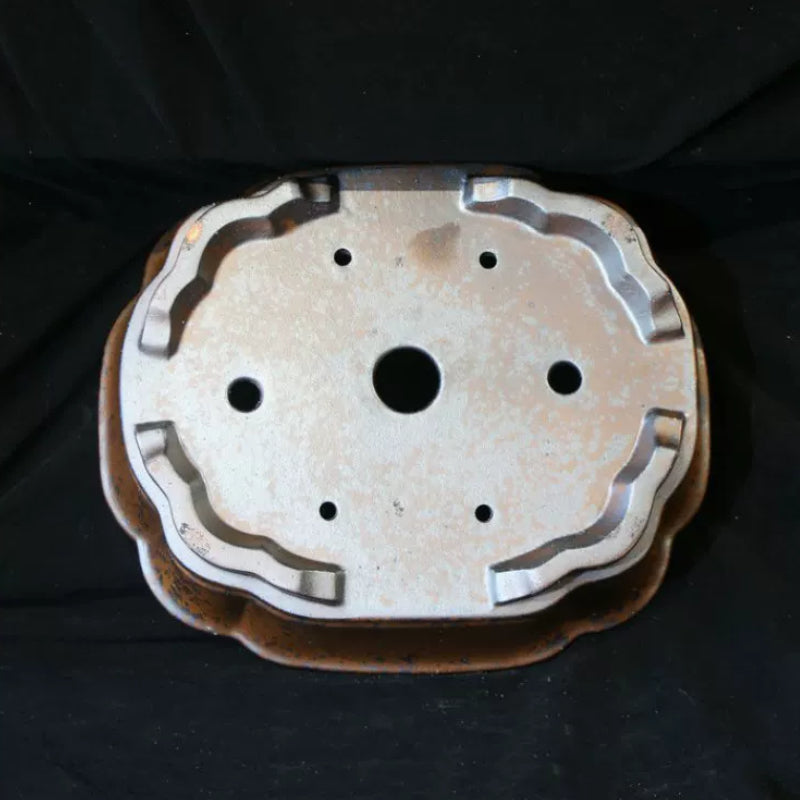 17.7 inch (45cm) Large Scalloped Corner Rectangular Wood-Fired Unglazed Bonsai Pot Bottom View