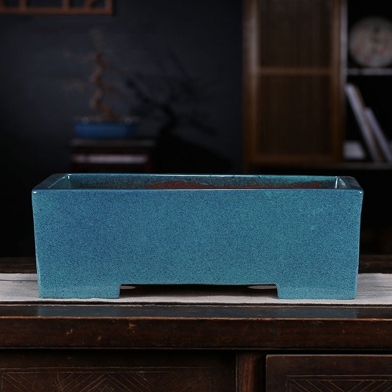 17.9" (45.5cm) Extra Large Blue Glazed Classic Rectangle Bonsai Pot
