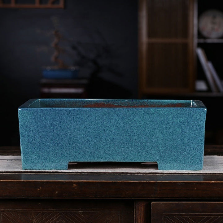 17.9" (45.5cm) Extra Large Blue Glazed Classic Rectangle Bonsai Pot