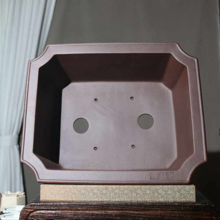 17" (43cm) Large High-Grade Rectangular Deep Unglazed Bonsai Pot Inner View